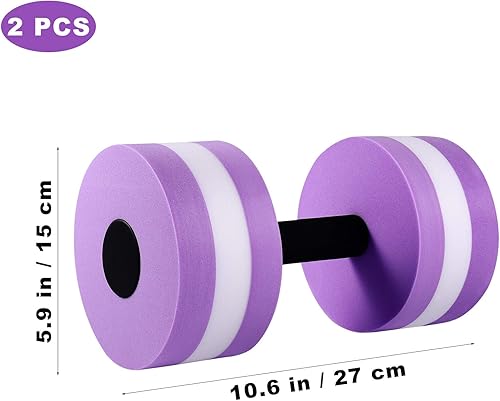 Miniatura 2 de Mancuernas de ejercicio acuático, 2 mancuernas de agua, pesas de agua de espuma, equipo de fitness acuático para aeróbicos acuáticos (morado)
