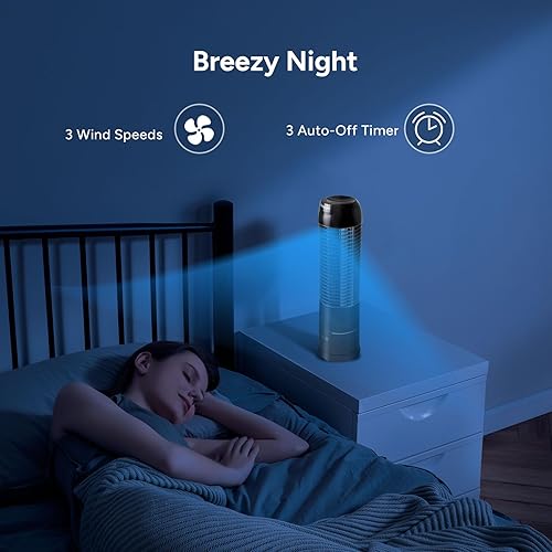 Miniatura 5 de DR.PREPARE Ventilador de torre de 16 pulgadas, ventilador de escritorio oscilante de 70, 3 velocidades con temporizadores, ventiladores pequeños