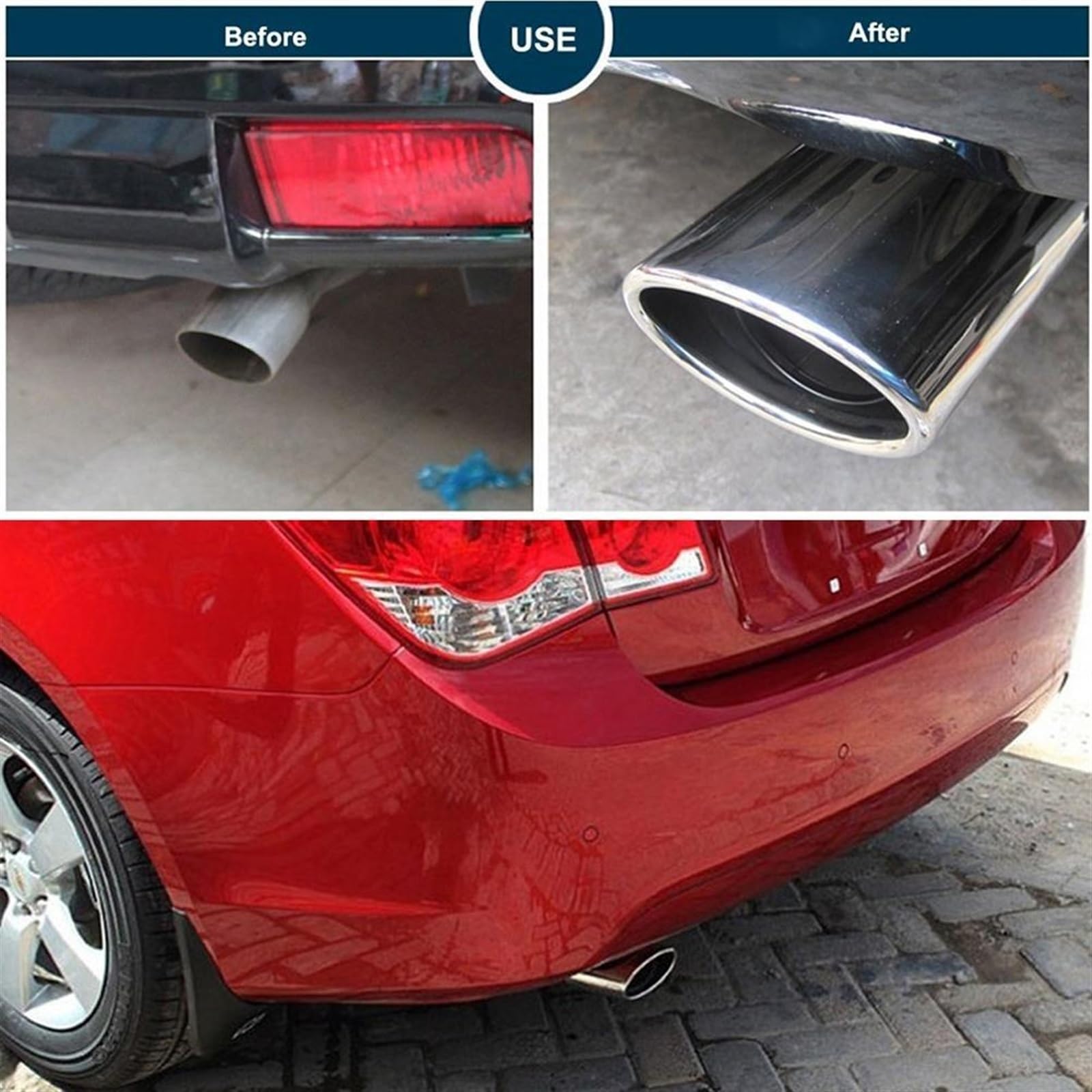 Cola Garganta Silenciador de tubo para escape redondo acero inoxidable para coche, accesorios universales para automóviles, se adapta a tubos diámetro