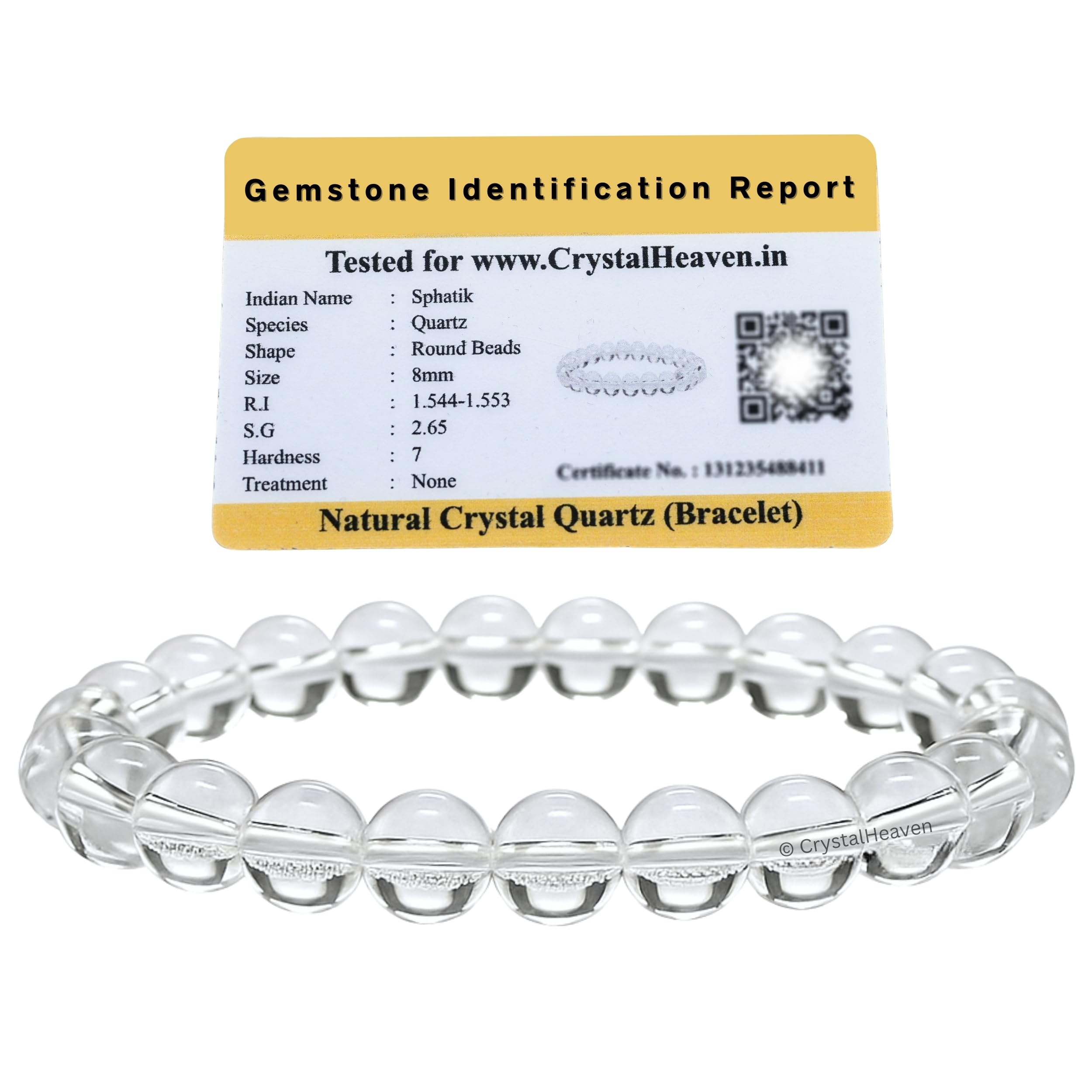 Crystal Heaven Certified Crystal Bracelet for Women Men with Healing Crystal and Reiki Stone - Original Authentic Elastic Beaded Bracelet for Money, Success & Positive Energy