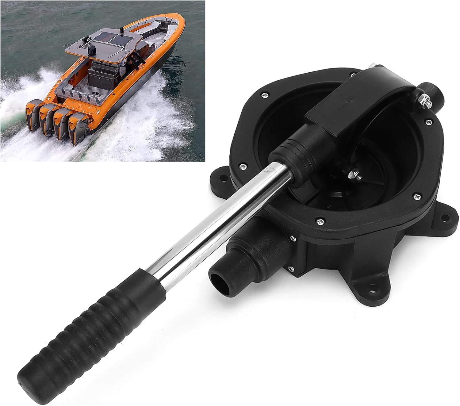 Handmembranpumpe, manuelle Marine-Membran-Bilgenpumpe, 45 l/min/720 GPH, Edelstahlgewinde, Rutschfester Griff zum Pumpen von Bilgenwasser