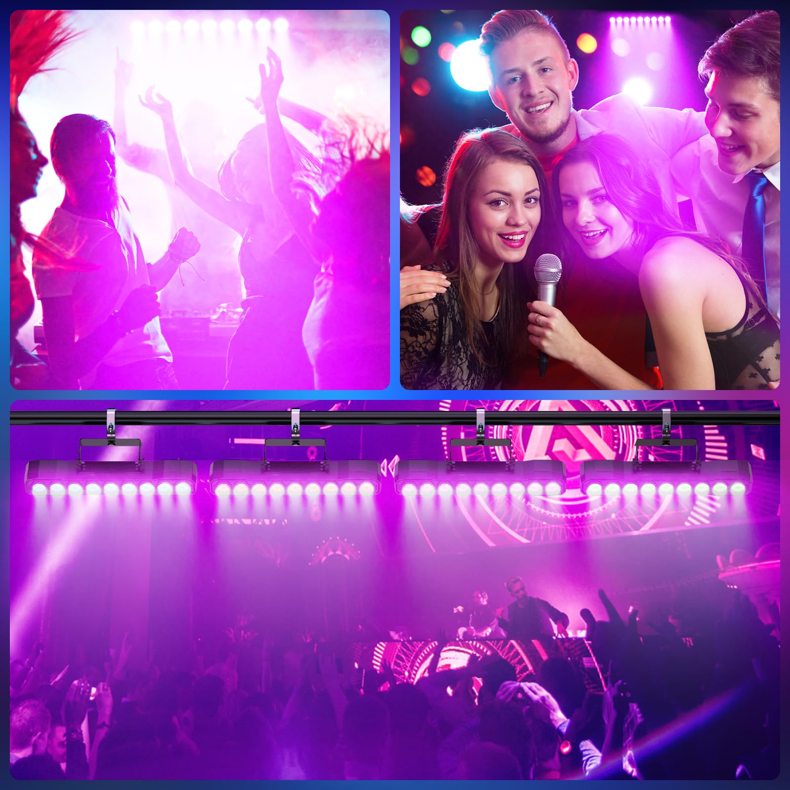 Wallwasher Luce da Palcoscenico 60W, 9 LED RGBW Barra Luminosa con Telecomando DMX512 Stroboscopio Luce da Discoteca Controllo Audio per Bar DJ Feste Matrimoni Esterni