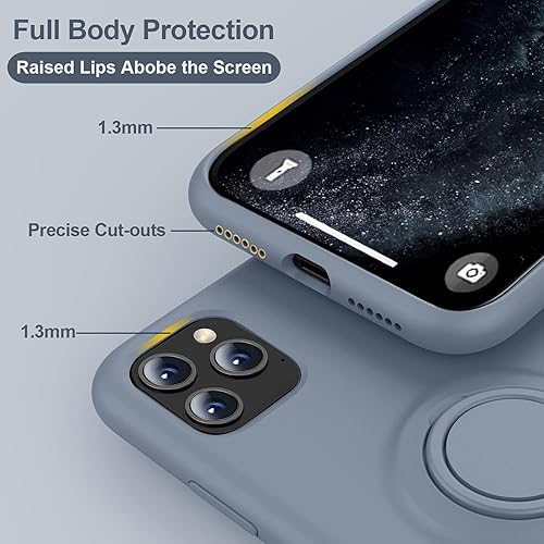 Miniatura 6 de Thomo Funda para iPhone 11 Pro Max [soporte de anillo de silicona líquida] [forro de microfibra antiarañazos], funda protectora de cuerpo completo