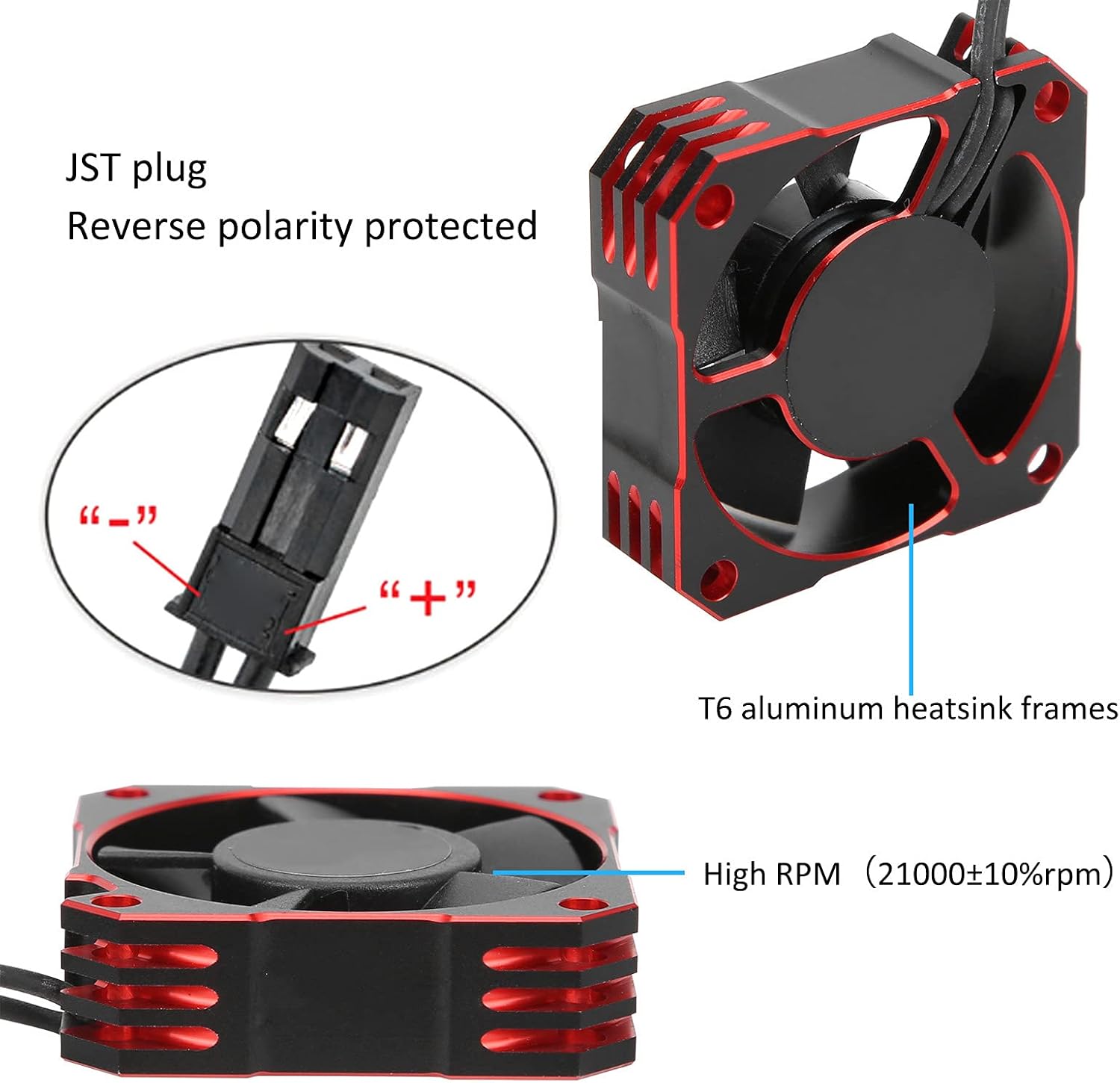 21000RPM RC Motor Cooling Fan, 8.5V 35MM Brushless RC Motor Heatsink, ESC Cooling Fan Heat Dissipation for 1/10 1/12 1/8 RC Car Sensored Brushless Motor(red)