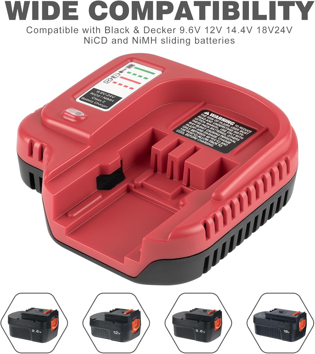 Fast Charger for Black & Decker BDFC240 18V 14.4V 12V 9.6V 24V NiCD NiMH Battery HPB18 HPB18-OPE HPB14 HPB96 HPB24 Replacement for Black and Decker 18V Battery Charger
