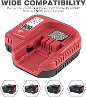Vista 4 de Cargador rápido para Black & Decker BDFC240 18V 14.4V 12V 9.6V 24V NiCD NiMH Batería HPB18 HPB18-OPE HPB14 HPB96 HPB24 Reemplazo para cargador