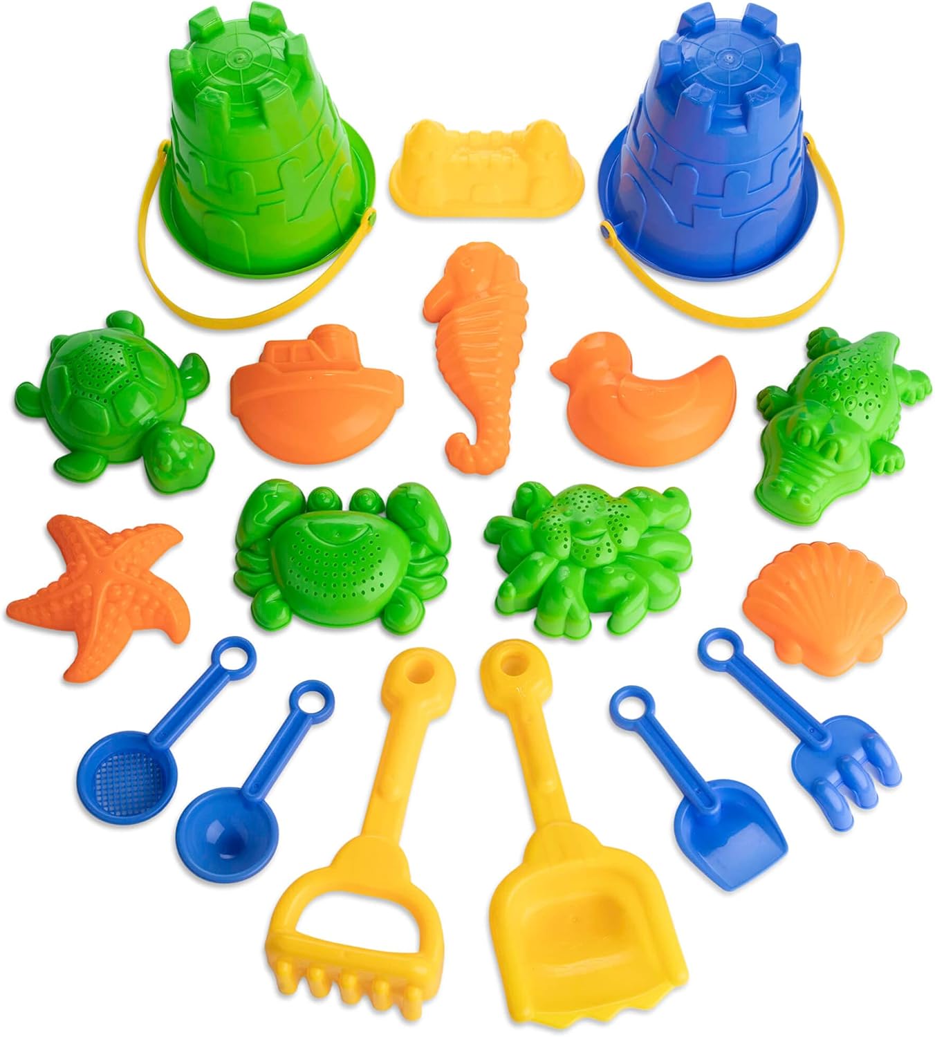 Buy TOYLI Sand Toys Beach Set 19 Pieces with Bag, Sand Buckets, Shovels
