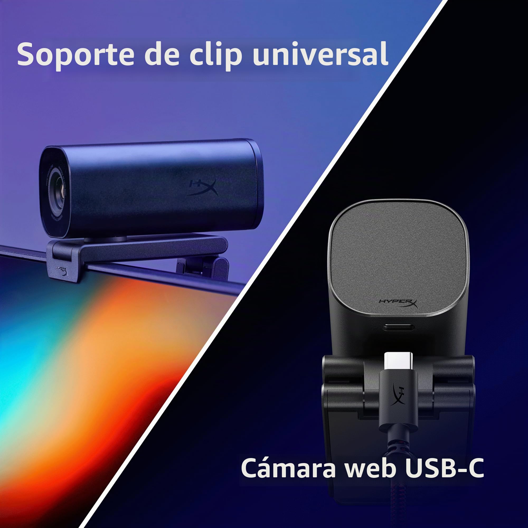 HyperX Vision S - Webcam para Streaming y creacion de Contenido, 4K a 30fps, FHD 1080p a 60fps, Youtube, Gaming Twitch, PC/Mac, Negro