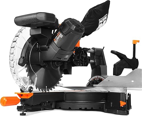 Miniatura 3 de WEN MM1015 Sierra ingletadora compuesta deslizante de doble bisel de 15 amperios y 10 pulgadas con corte LED y soporte de sierra ingletadora,