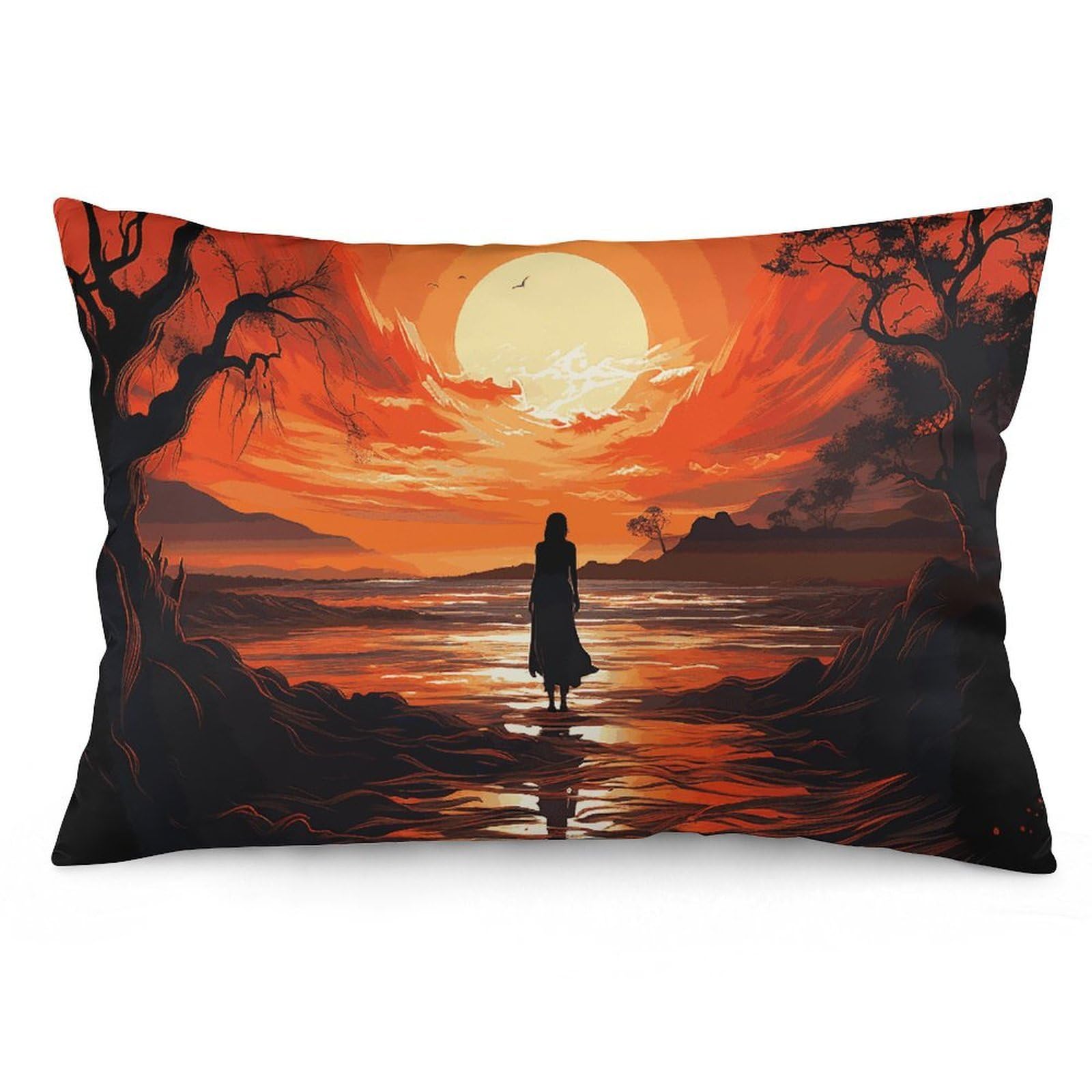 NTVOWPZO 2 Pack Decoration Throw Pillow Covers 12 "x20 Pillowcases Covers Flowing Silhouette Pillowcases Modern Farmhouse Home Decor Sofa Cushions Covers for Couch Bed Living Room