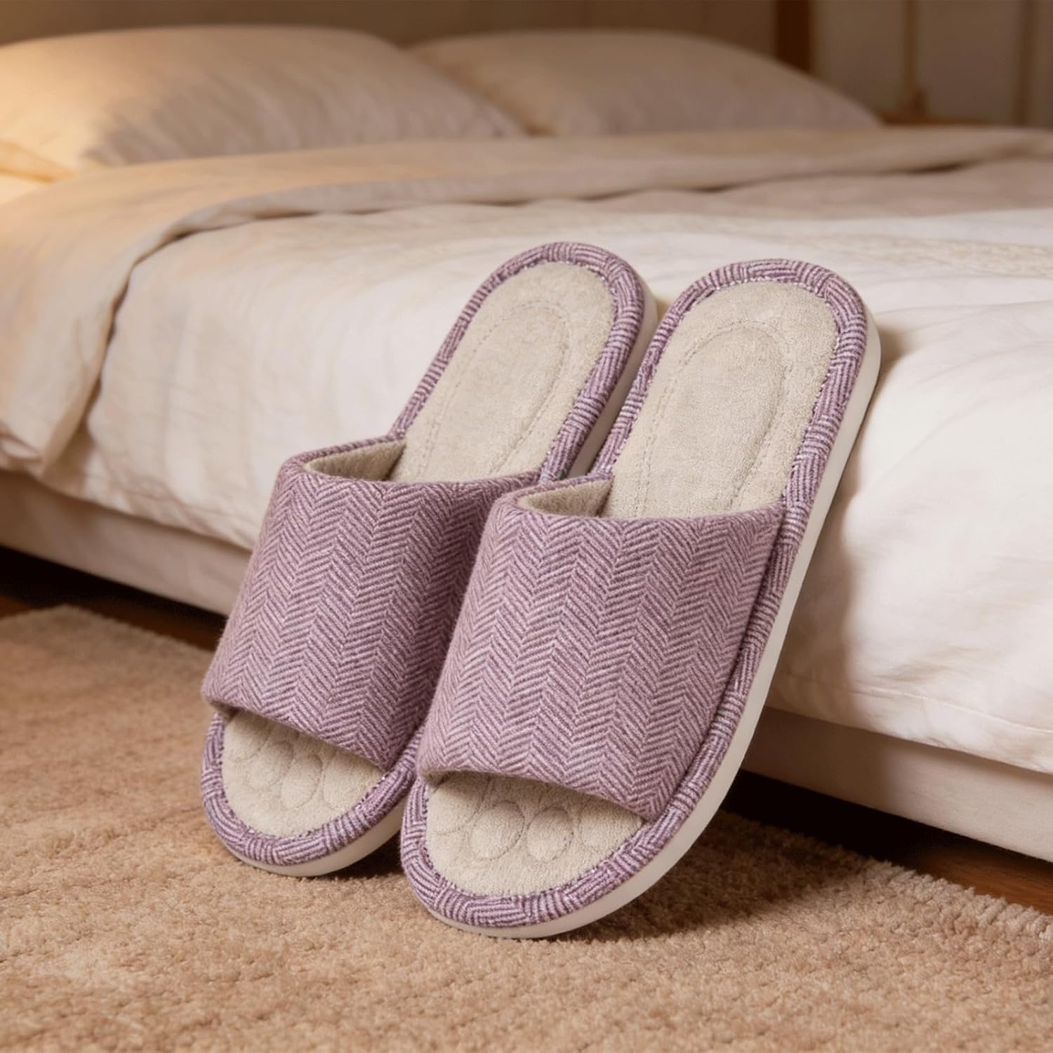 Dokela Womens Open Toe House Slippers Breathable Slip-on Indoor Slippers
