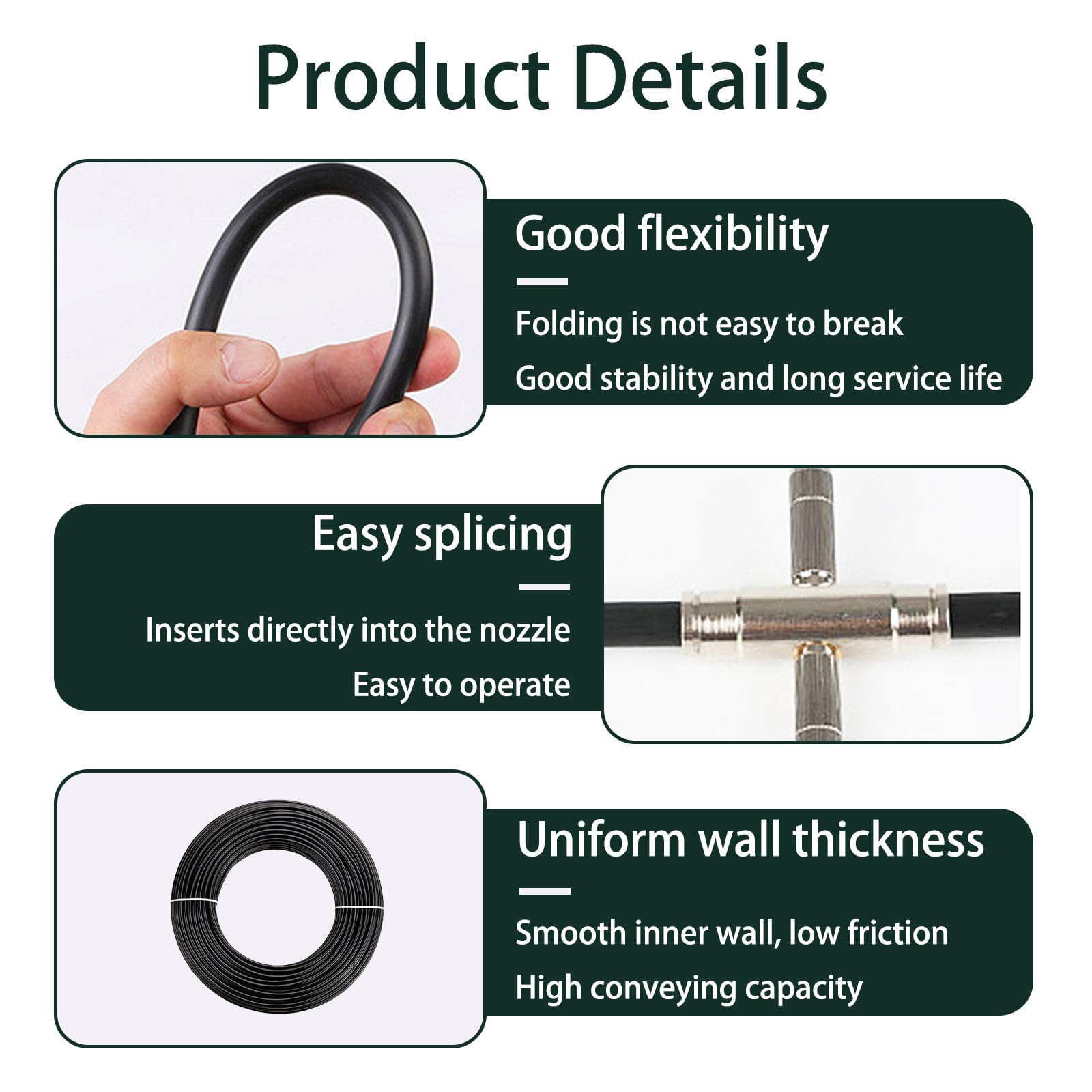 Tubo for Microirrigazione, Tubo for Irrigazione Con Ala Gocciolante(50m(164ft))