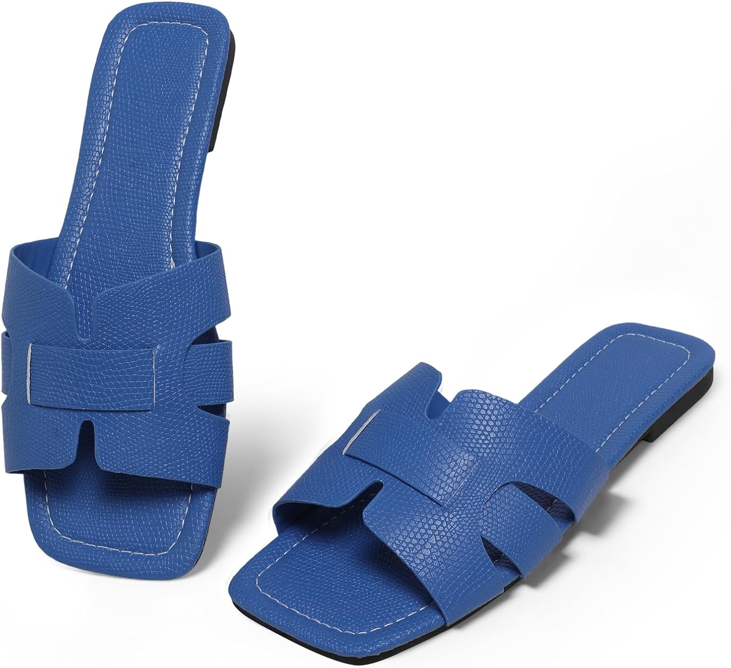 Women’s Dressy Casual Flat Sandals, Elegant Comfortable Slip-On Slides with Textured Upper, Versatile Dressy Style for Everyday Wear