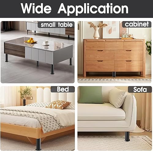 Miniatura 5 de Soporte de marco de cama, patas de metal de altura ajustable, patas de soporte de cama de 7.08 a 12.6 pulgadas, patas de cama ajustables de