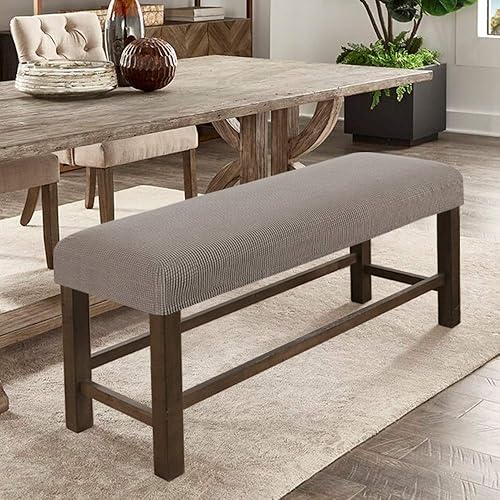 Miniatura 7 de Fundas de banco elásticas de tela jacquard, extraíbles y lavables, color caqui, con parte inferior elástica, protectores de banco medianos, fundas