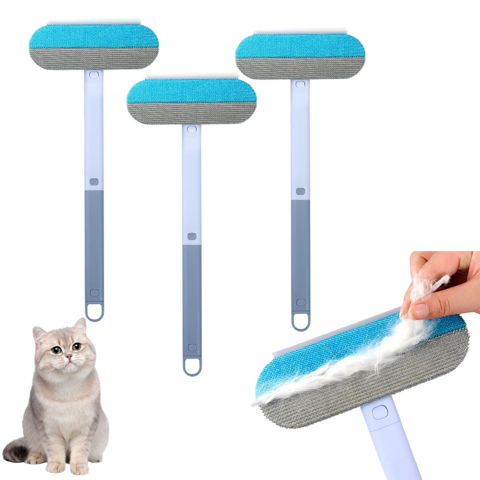 Removedor de pelo de mascotas 4 en 1, herramienta multifuncional para eliminar pelos con mango extralargo, eficiente cepillo de pelo de mascotas para perros y gatos, elimina el pelo de muebles