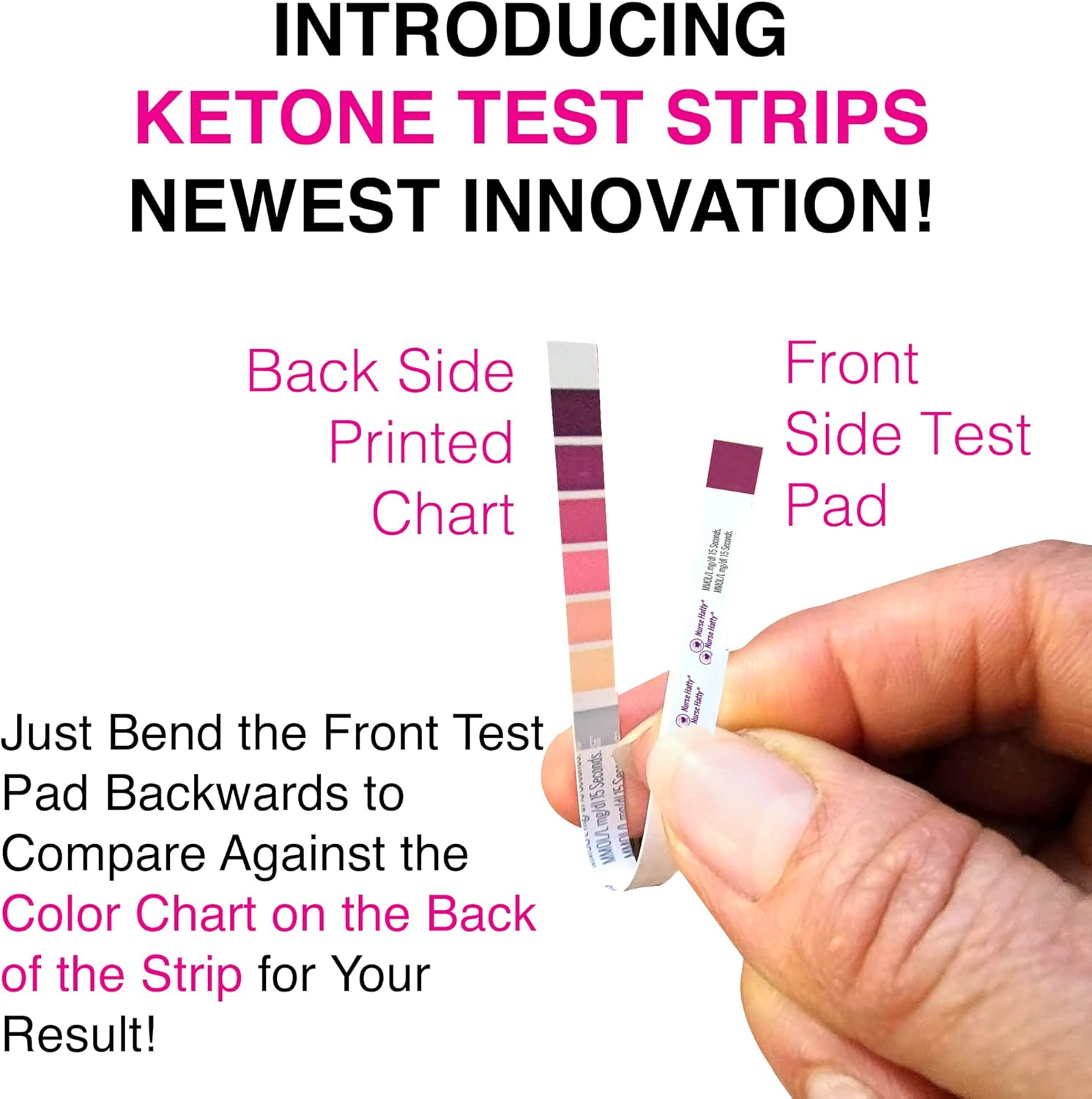 Nurse Hatty - 150ct. Bandelettes de test de cétone - Performance-tested Urine Keto Test Strips w Built-in Color Chart – Free Keto eBook & App - Ketone, Ketosis & Ketogenic Testing - Extra Long Strips - Image 4