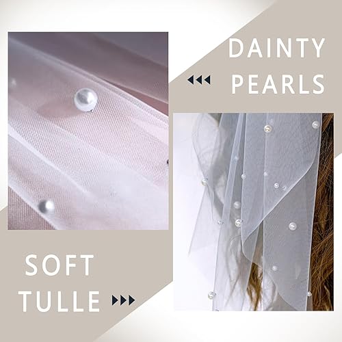 Vista 3 de YAEISM Velo de novia, velo de despedida de soltera, lazo blanco, velo de boda, elegante capa de tul para mujeres y niñas