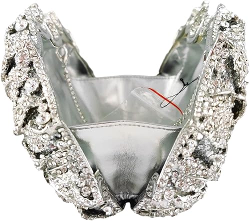 Miniatura 5 de Boutique De FGG Deslumbrantes bolsos de noche de flores para mujer, bolsos formales de fiesta con diamantes de imitación, bolso de mano de cristal