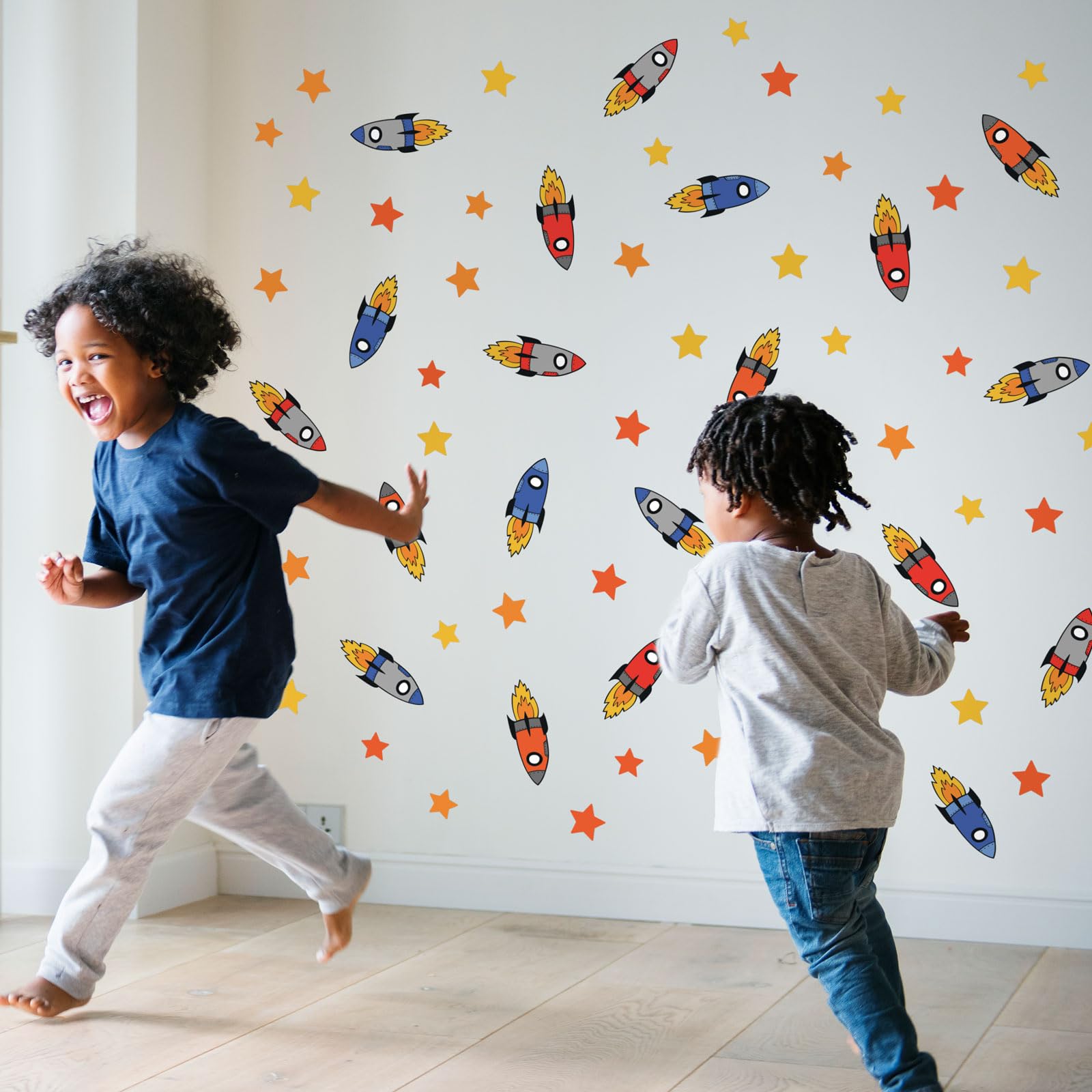 Stickerscape Rocket Wall Stickers (Colourful Rockets) | Planet Wall Decals, Space Stickers for Walls, Space Wall Decor| Easy to Apply, Cleanly Removable