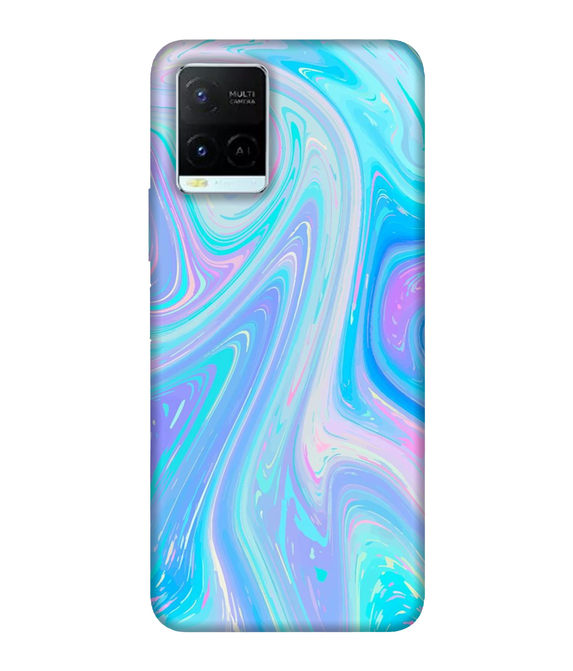 LETAPS® Designer Printed Hard Plastic Matt Finish Mobile Case Back Cover for vivo Y21 / vivo Y21s / vivo Y33s (Blue Colour Pattern, Wave Design)