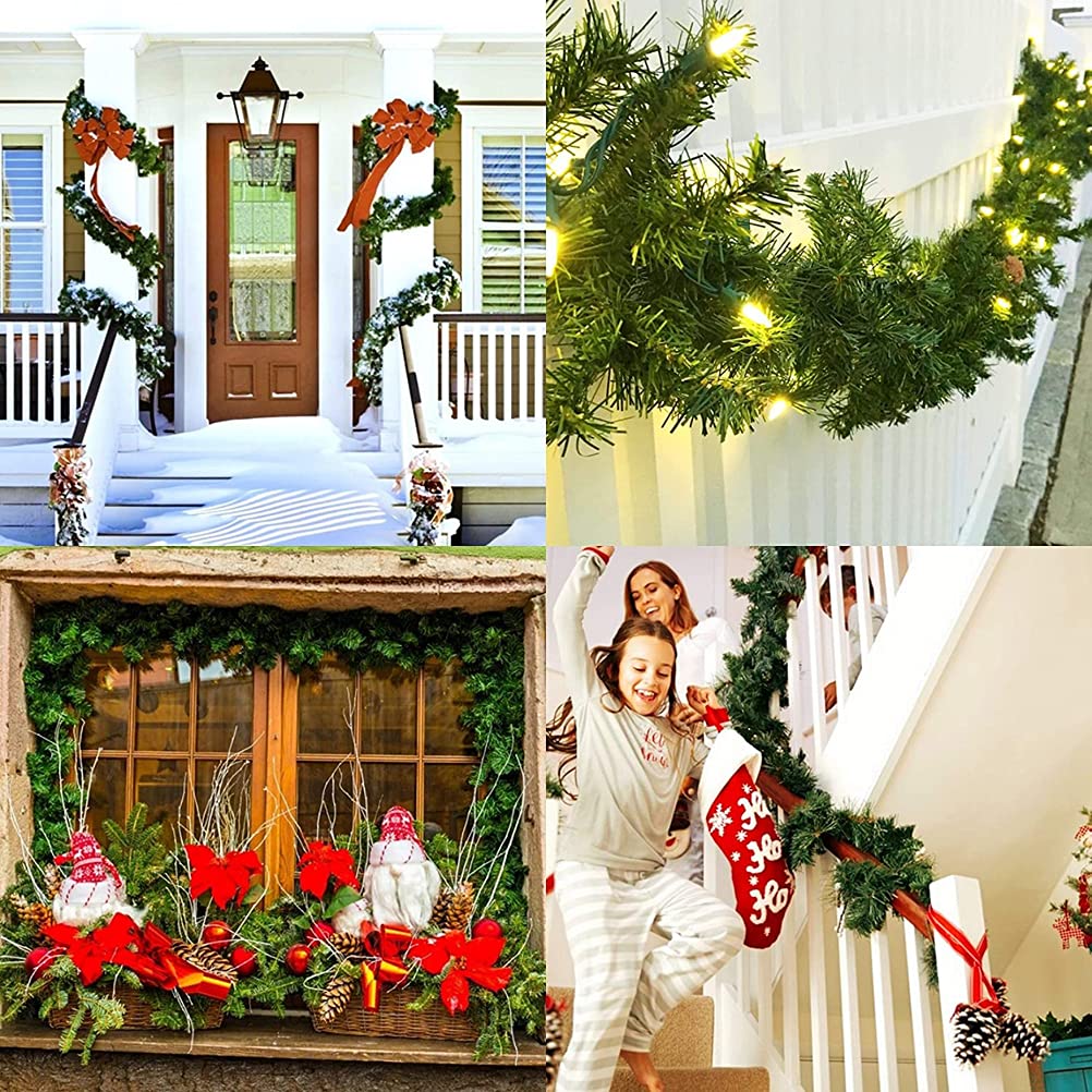 2,7 Metri Vite Artificiale di Natale con 30 LED, Ghirlanda Decorata Pre-Illuminata a Luce, Corona di Abete Natalizia, Illuminazione Decorazione Natalizia, per Decorare Porta, ,