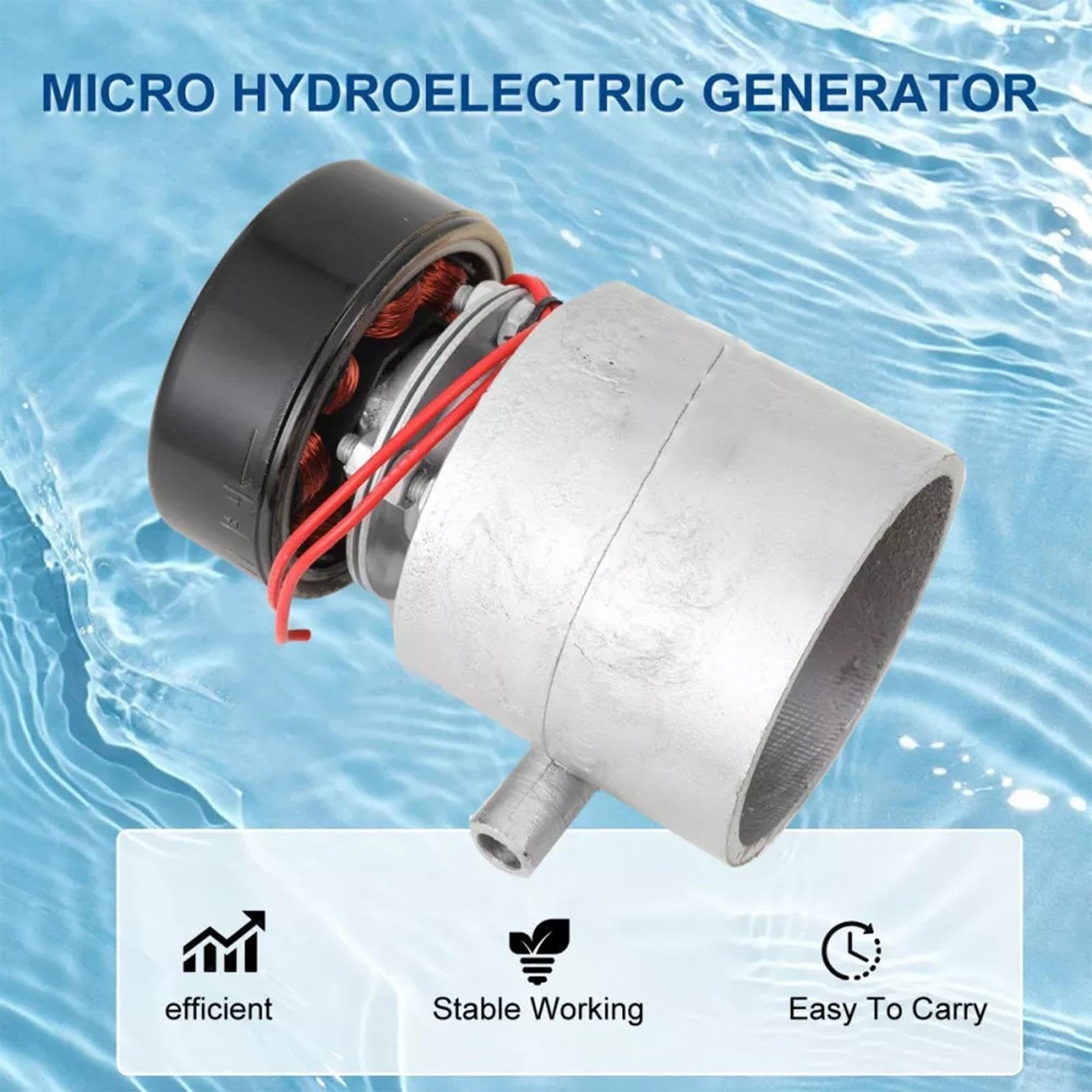 Generatore Idroelettrico 1000W 110-230V Lega Alluminio Ruota Idraulica