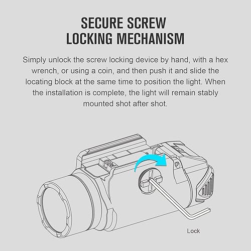 Miniatura 8 de OLIGHT PL-3S Valkyrie - Luz táctica compacta de 1000 lúmenes, luz LED táctica montada en riel con llaves de localización de riel para Picatinny