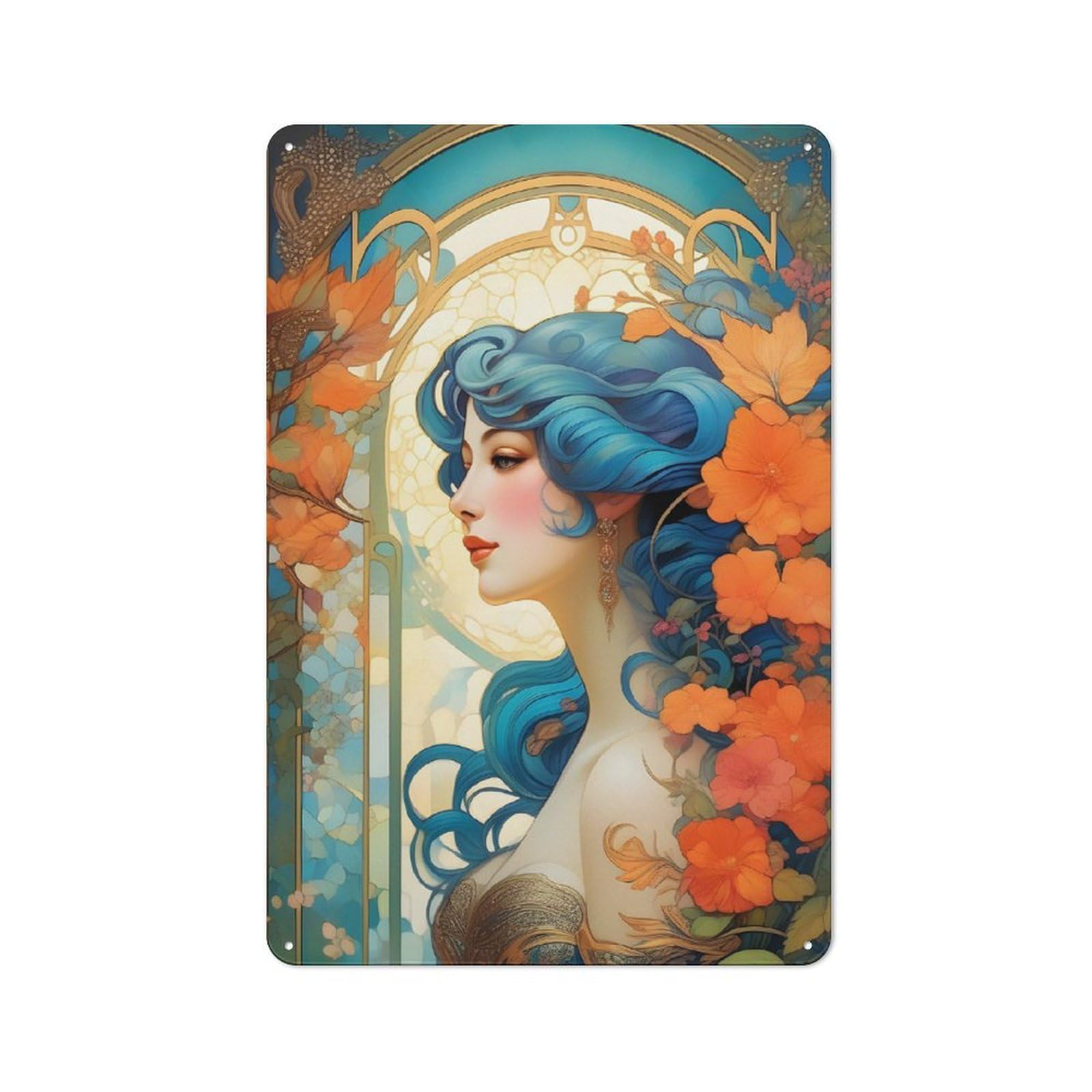 Industrial Art Nouveau Woman Retro Metal Sign 30x20cm, Shed Wall Plaque for Garage, Workshop, Shed Or Utility Room