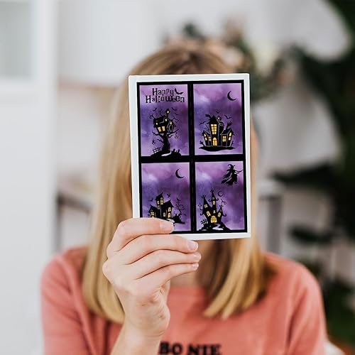 Miniatura 6 de CRASPIRE Sellos transparentes de silicona con temática de Halloween, casa embrujada, calabaza, araña, hechicera, reutilizables, sellos de goma