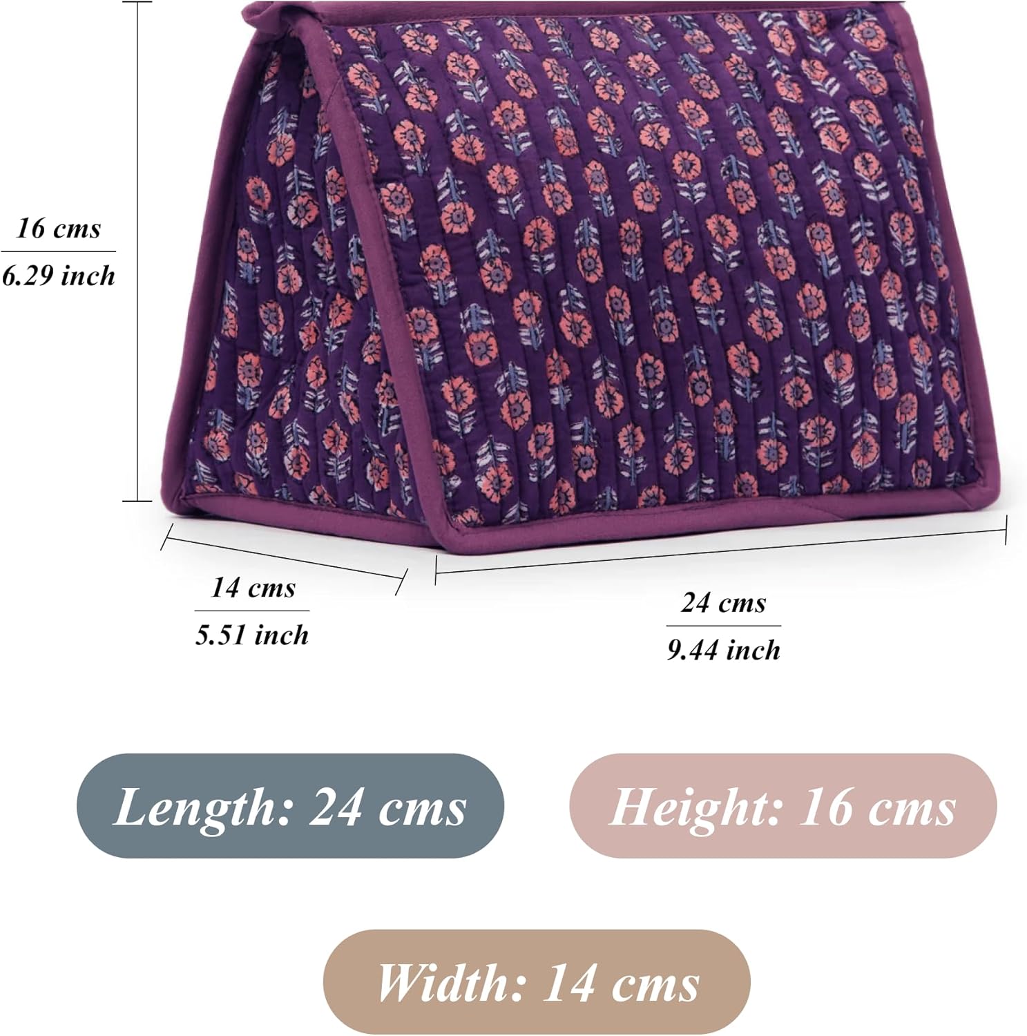 Quilted Makeup Bag- Large Capacity Cosmetic Bags for Women - Water Resistance Lining Portable Pouch & Open Toiletry Bag - Perfect Girls Makeup Organizer for Travel Essentials (Purple & Orange Floral) - Image 3