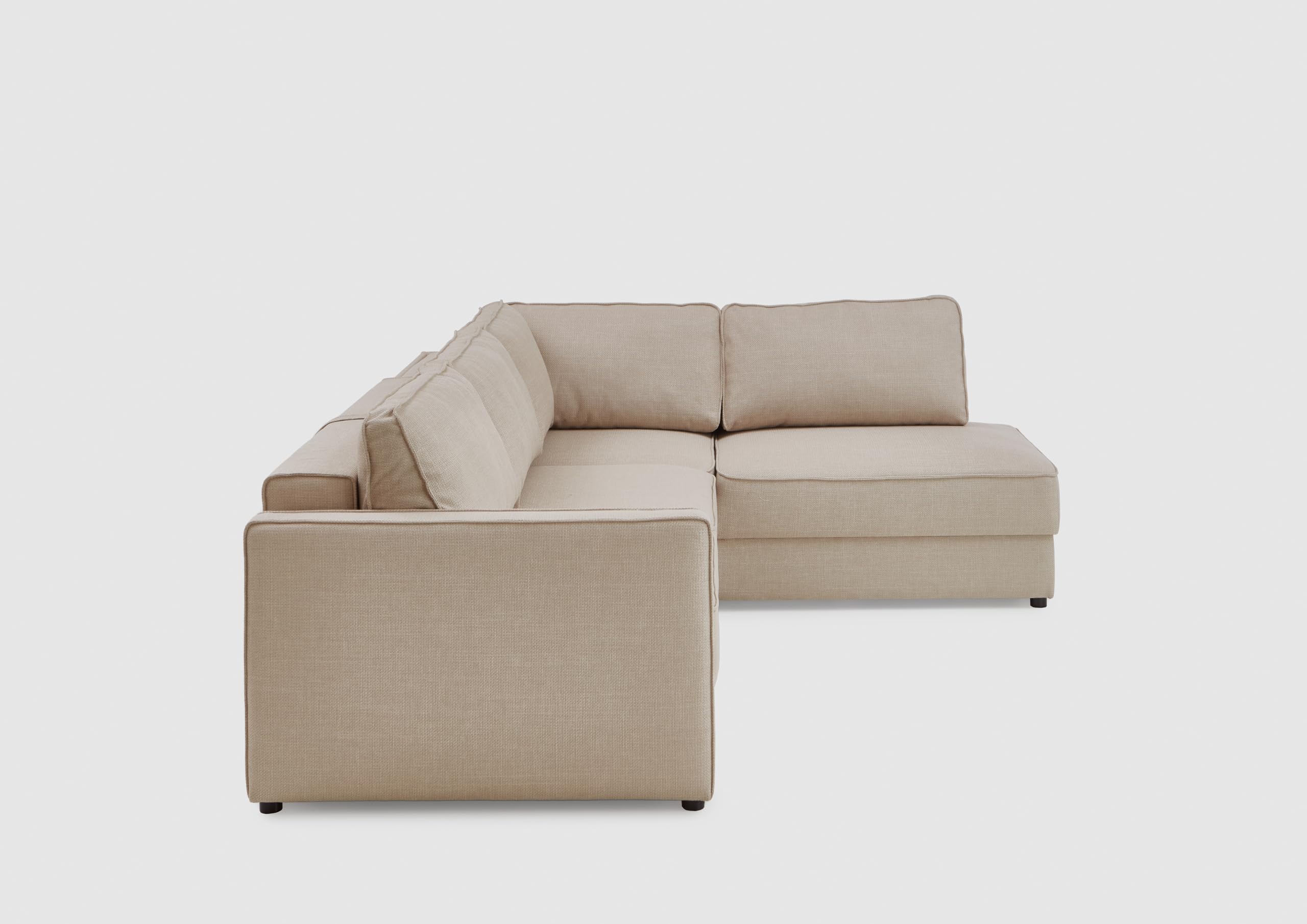 ATLANTIC home collection Eckgarnitur Chill, Schlaffunktion (ca. 135x230 cm), inkl. Bettkasten, frei im Raum stellbar, Wellenunterfederung, Ecke rechts, Creme, BxTxH: 250x200x86cm