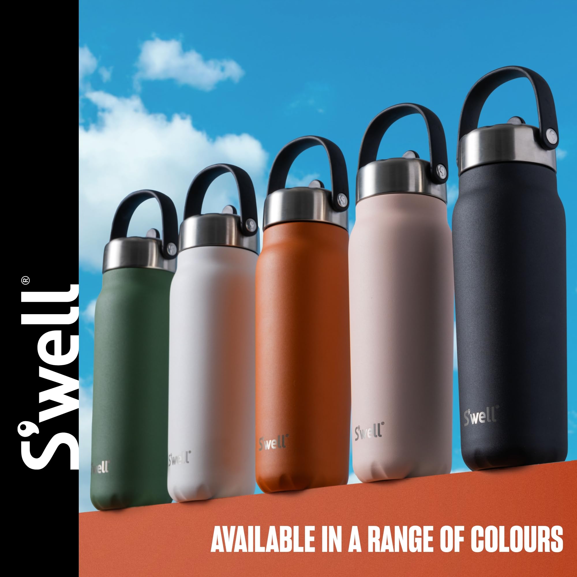 S'well Explorer Flasche aus recyceltem Edelstahl mit Klapp-Trinkhalm-Deckel, 700 ml, Stil weißer Mondstein, dreilagiger, vakuumisolierter Behälter, hält Getränke 36 h kalt und 8 h heiß, BPA-frei