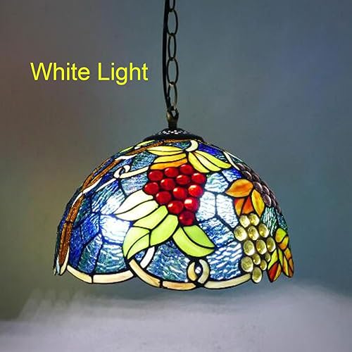 Miniatura 9 de Tiffany - Pantalla de repuesto con tapa, pantalla de cristal de uvas mediterráneas, cuentas de cristal, hoja verde, azul, chimenea, solo para