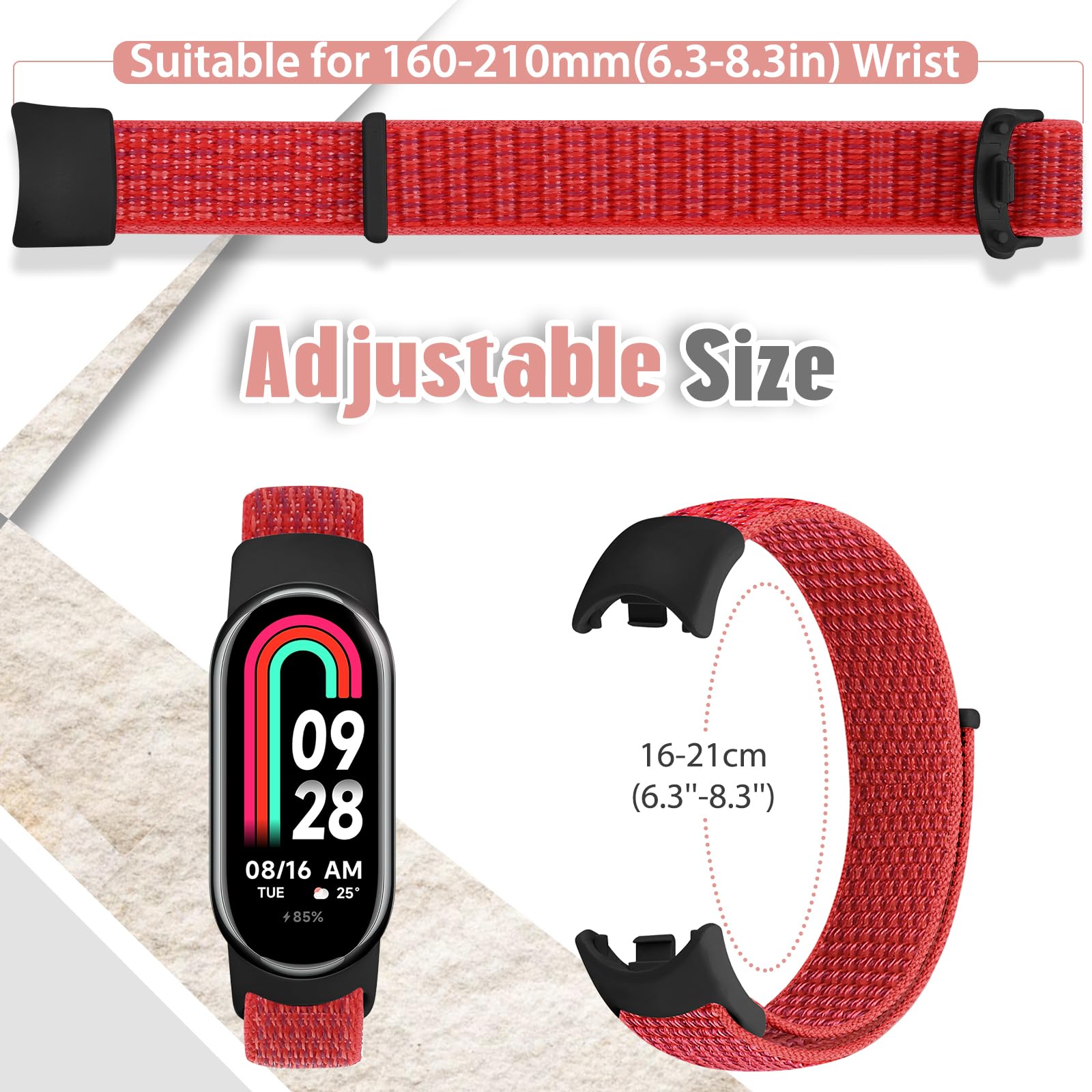 Runostrich Nylon Straps Compatible with Xiaomi Smart Band 10/9/8 Soft Nylon Loop Strap Breathable Adjustable Replacement Band for Women Men - Image 4