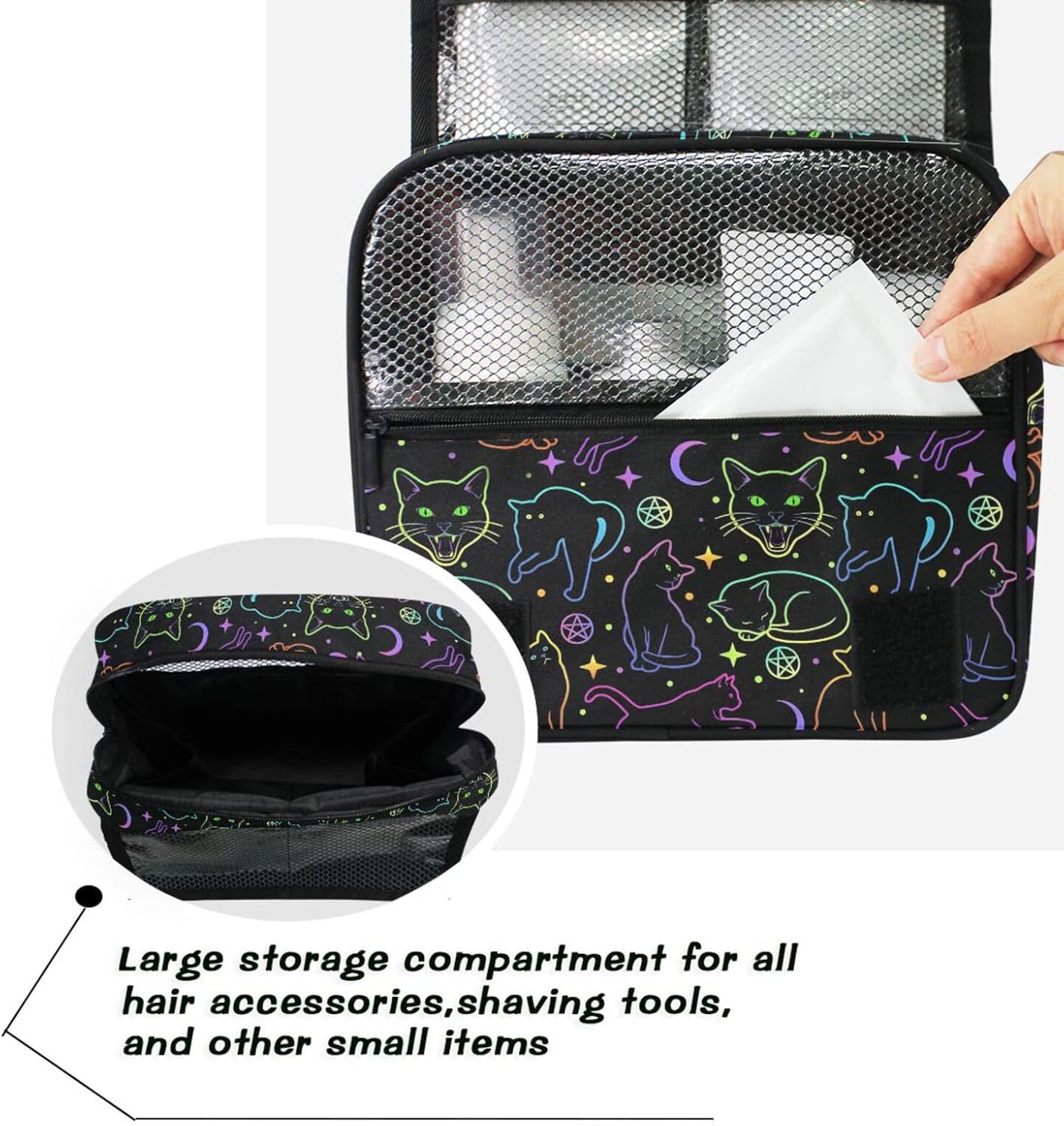 MNSRUU Hanging Toiletry Bag Witchcraft Black Cats Makeup Bag Travel bag for Toiletries Portable Toiletry Organizer Bags Toiletry Bag for Women Men, Travel-Essentials Toiletry Bag
