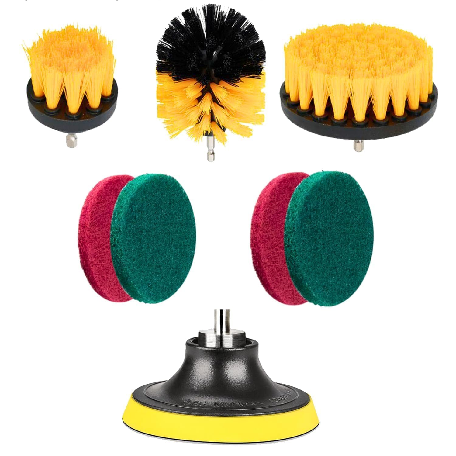 8 Pcs Power Scrub Pads Drill Attachment Set,Power Scrubber Cleaning for Bathroom,Surfaces,Floor,Tile Scrubber Scouring Pads Cleaning Kit,Car Drill Brushes.-image-40