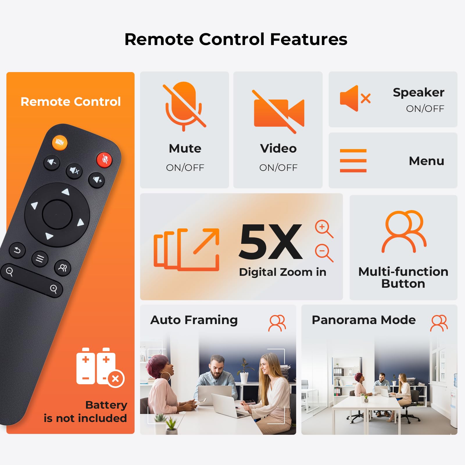 Nuroum C40(2nd Gen) Full HD Webcam 4K per Videoconferenza, 4 Microfoni con Cancellazione del Rumore, Grandangolare 120°,8MP CMOS,Zoom 5X,Auto Inquadratura, Webcam PC Plug and Play per Zoom/Teams/Skype