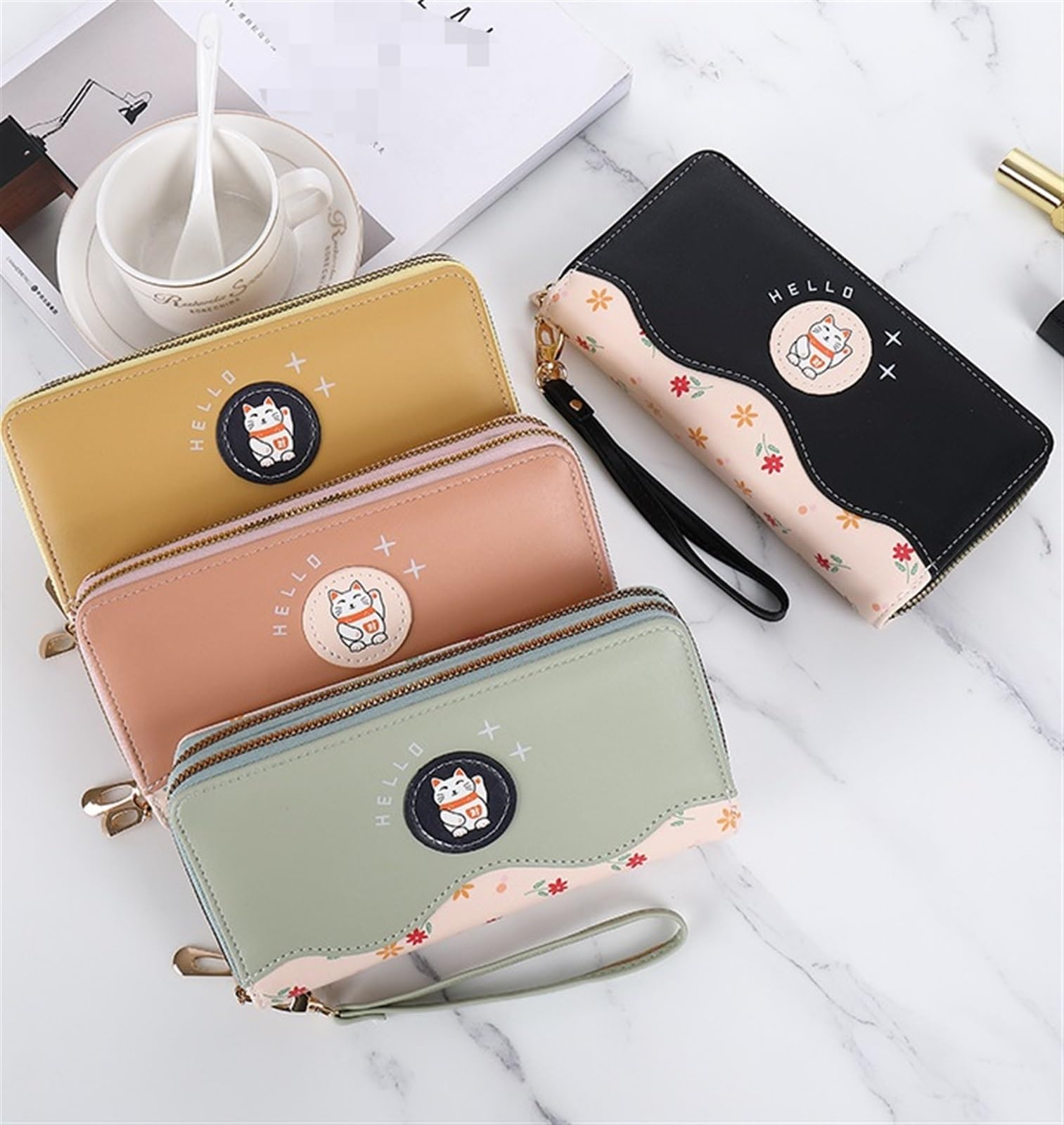 Cartera Billetera Cartera De Cuero Minimalista Para Mujer, Bolso De Mano Con Cremallera Larga, Bolsillo Para Monedas Para Niñas Carteras Para Hombre