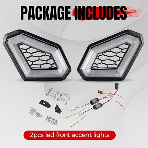 Miniatura 7 de A & UTV PRO Luces LED delanteras de acento de colmillos para Can Am Maverick X3 MAX Turbo R RR 2017-2023, luces auxiliares de firma con