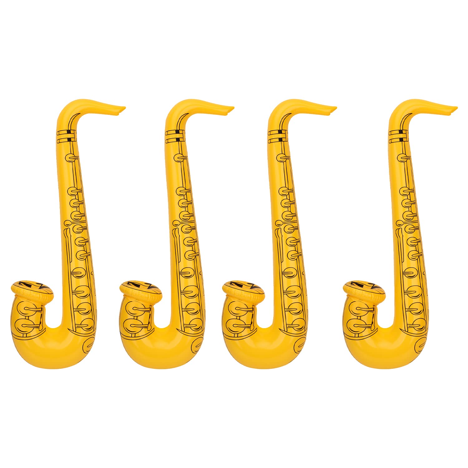 WedDecor Inflatable Guitar Saxophone Toys Favours Balloon, Musical Instruments Accessories For Kids and Adults Party Decoration, Hen Night Party, 4pcs, Yellow