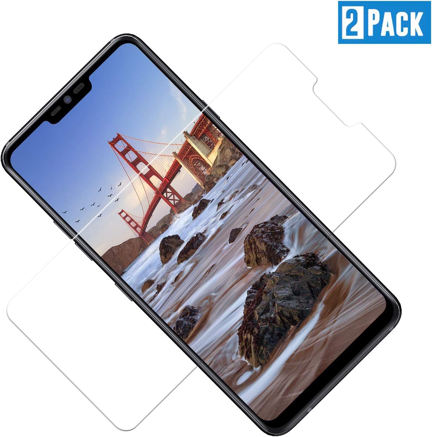 Screen Protector Compatible with LG G7 ThinQ [2 Pack] Tempered Glass G7 ThinQ Screen Protector, Case Friendly, HD Clear, Easy to Fit, 9H Hardness Glass Protective Film for LG G7 ThinQ
