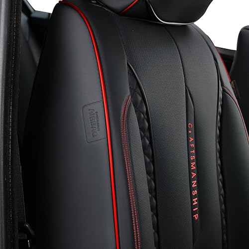Miniatura 9 de Coverado Funda de asiento de automóvil, juego completo de fundas de asiento de automóvil, fundas de asiento delantero rojo para asientos delanteros