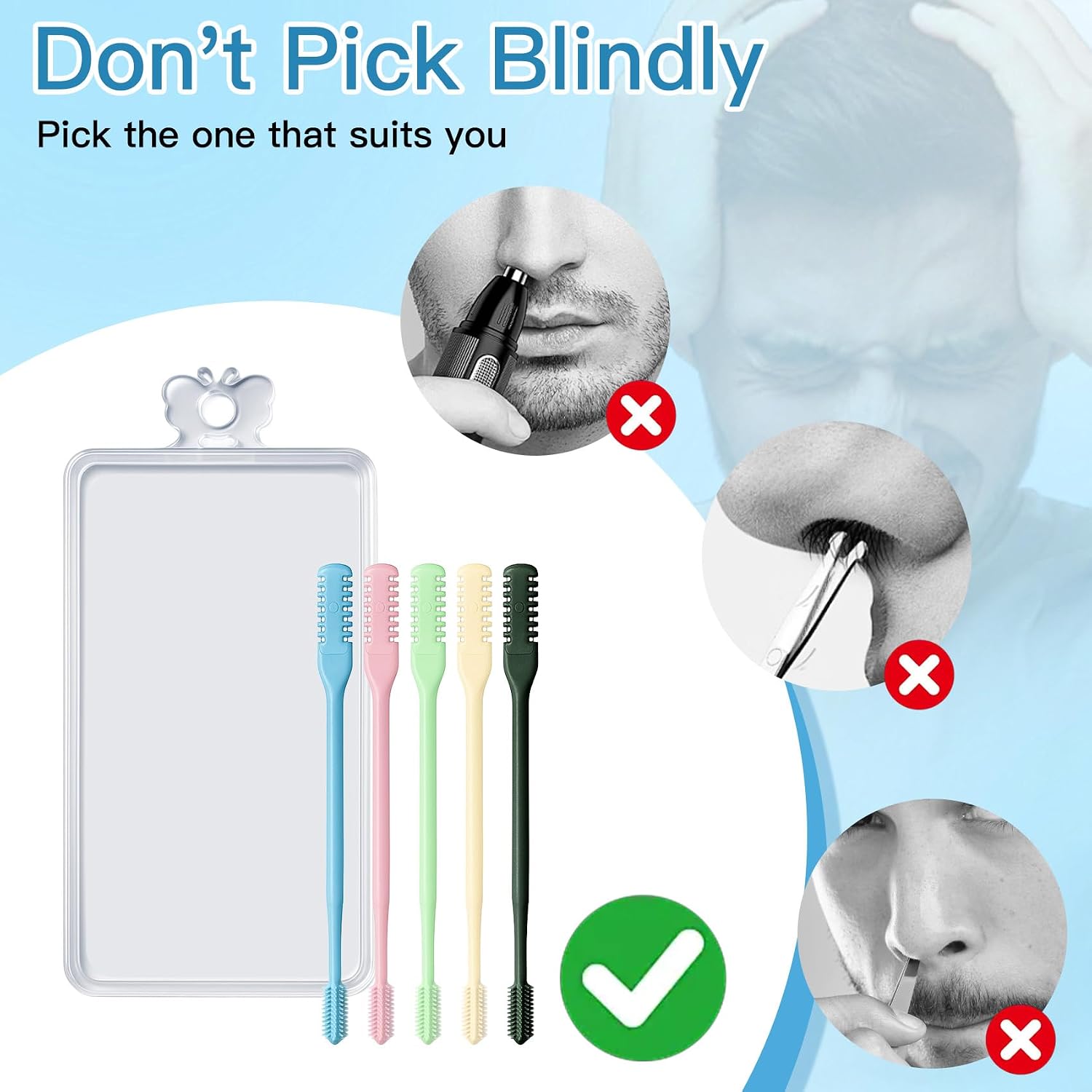15Pcs 2-in-1 Nasal Hair Cutter,Nose Hair Trimmer Gifts for Men Women,Summer Travel Essentials for Personal Care,Double Sided Portable 360° Rotating Manual