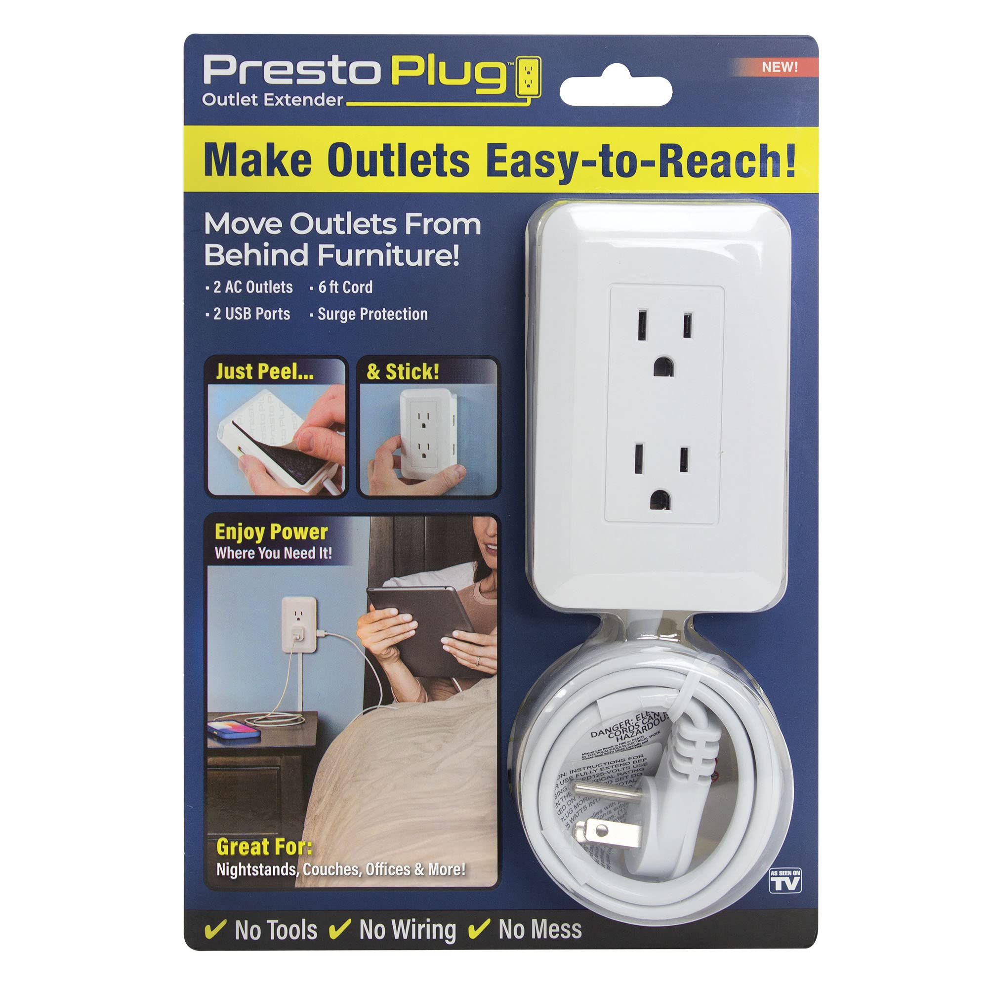 Ontel Presto Plug Outlet Extender for Relocating Unreachable Power ...