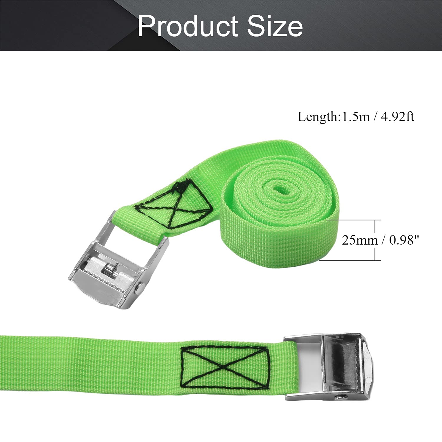 MroMax Ratchet Lashing Straps - 0.98" X 4.92ft Polypropylene Tie Down Straps, 800kg Load Capacity, For Cargo & Moving