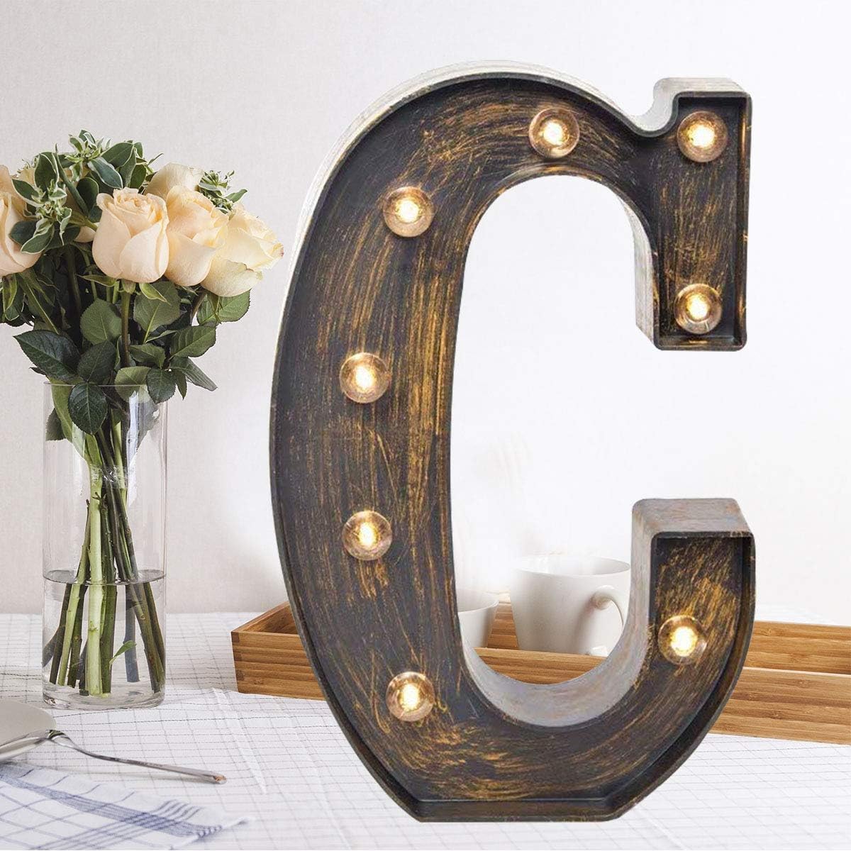 LED Letter Lights,Alphabet Light Up Sign, Battery Operated Decorative Letters for Home, Wedding, Party, Bar & Cafe Decor (C)