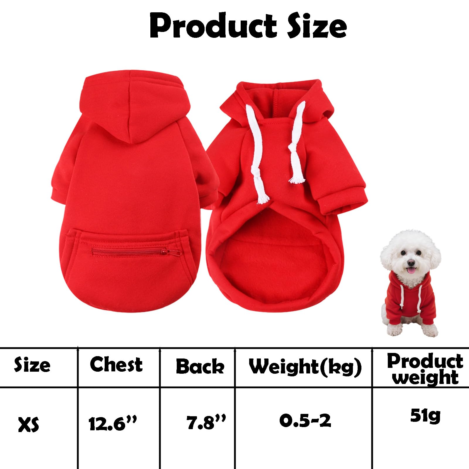 Fashionable Dog Hoodie, Dog Clothes for Small Dogs Soft and Warm Pet Hoodie with Fruit Snack Zipper Pocket - Image 2