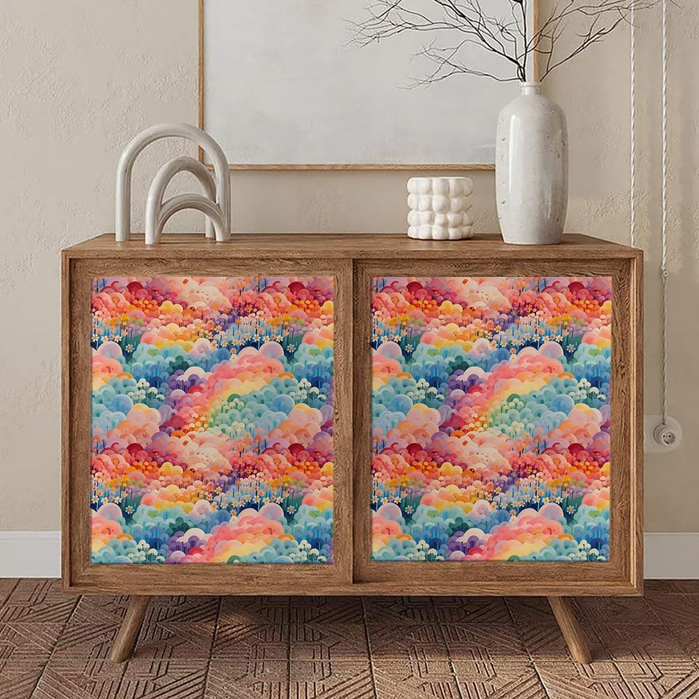 MuralPeel Colorful Fairy Rainbow Forest Cloud Dreamy Peel and Stick Wallpaper Self Adhesive Removable Easy Peel Off Stick on Wall Paper for Bedroom Cabinet Renter