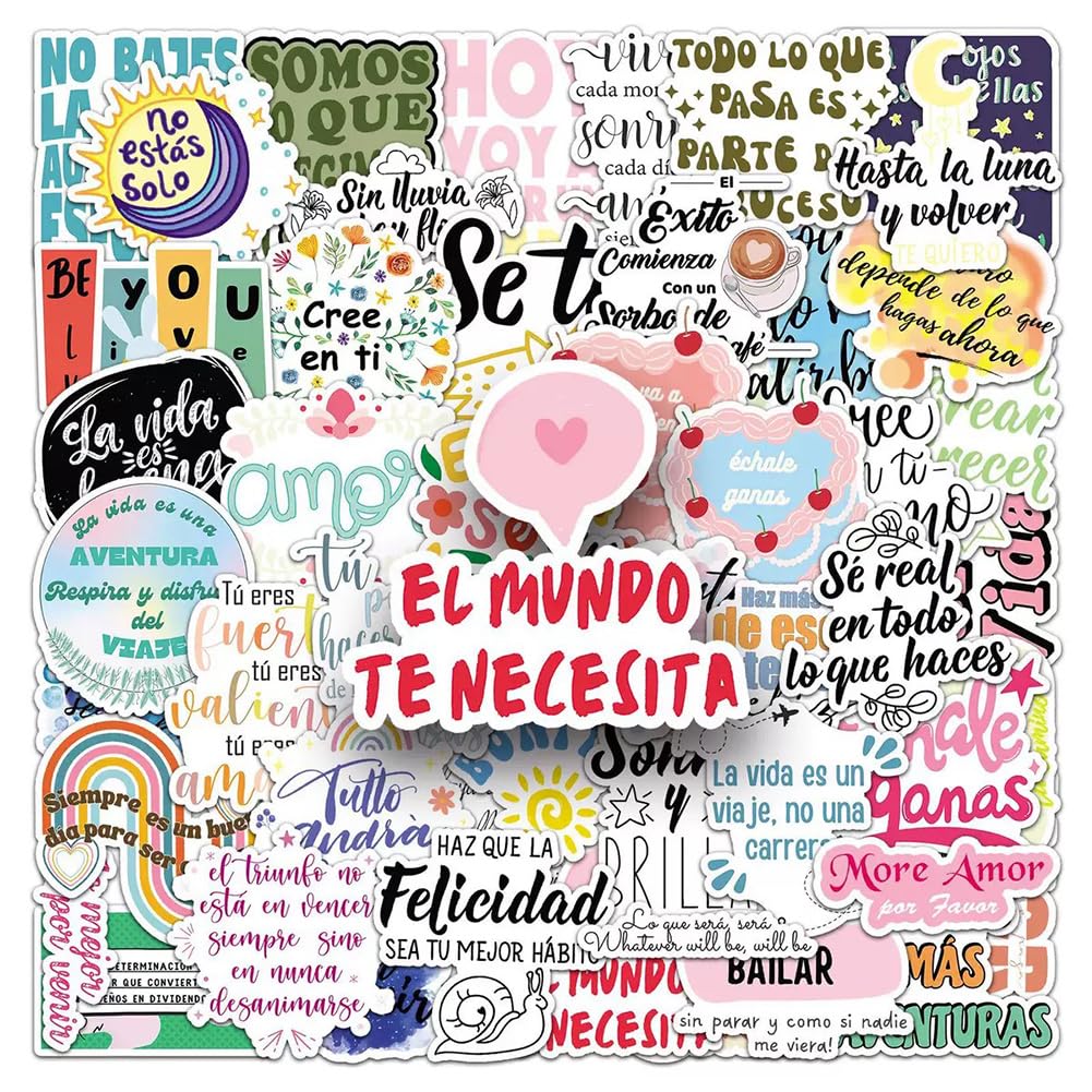Spanish Motivational Stickers |50Pcs Espanol Inspirational Waterproof Vinyl